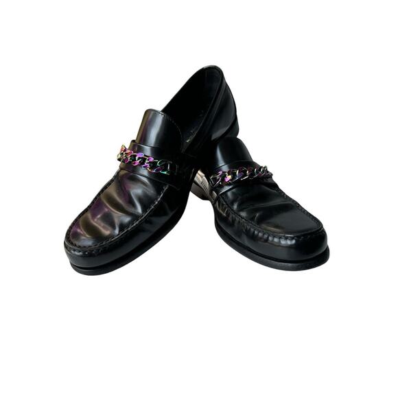 Louis Vuitton Unisex Rainbow Holographic Chain Link Loafers Leather 6 8W - Picture 8 of 10